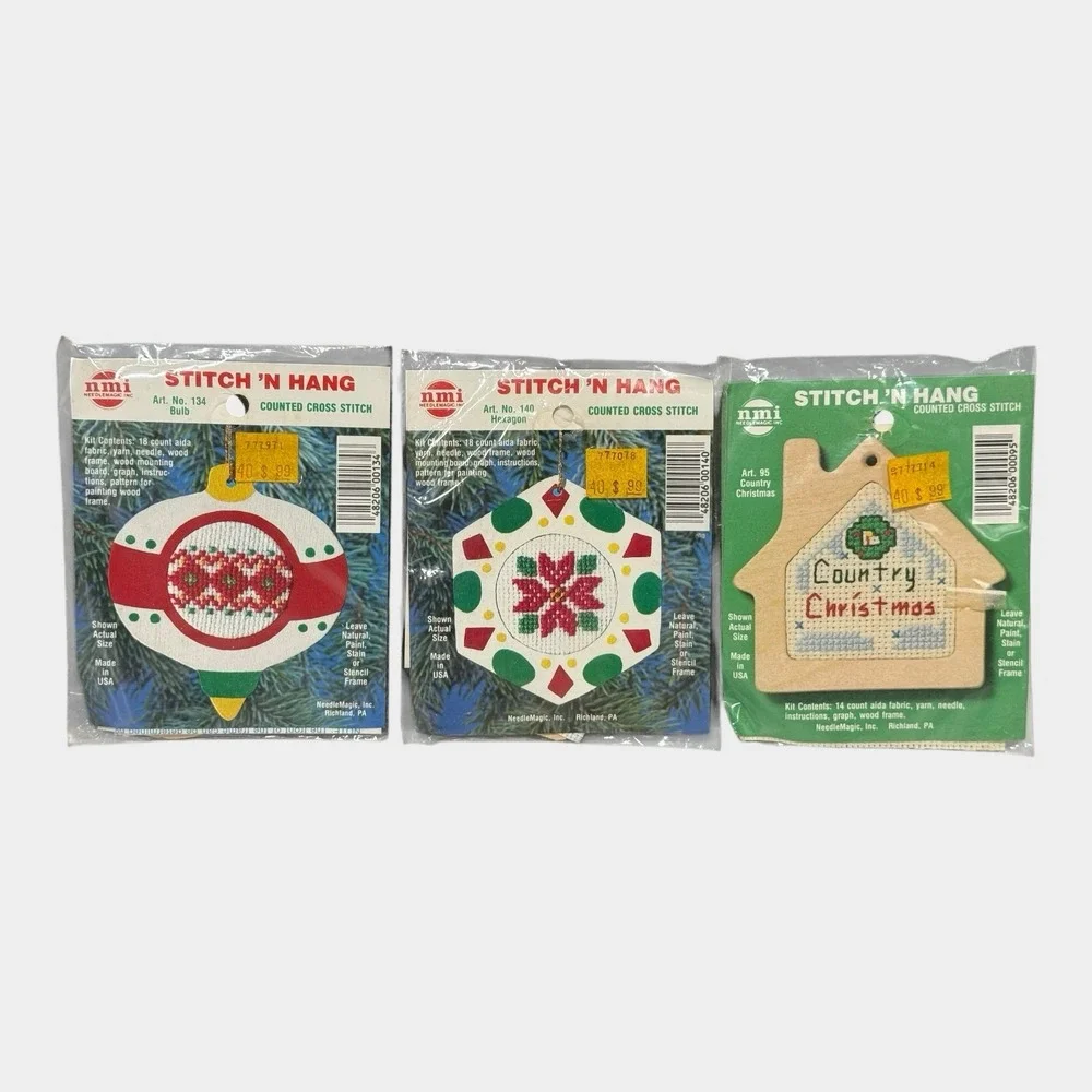 NeedleMagic Cross Stitch Kit Unisex OS Multi NEW Christmas Ornament Lot 3 NOS